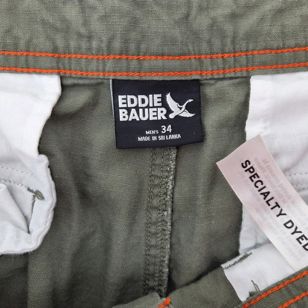 Eddie Bauer Cargo Shorts‎ Mens 34 Green Cotton Outdoor Gorpcore Utility
